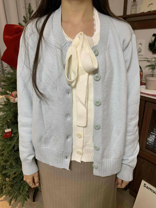 Puff Fur Cuff Ribbed Crop Cardigan