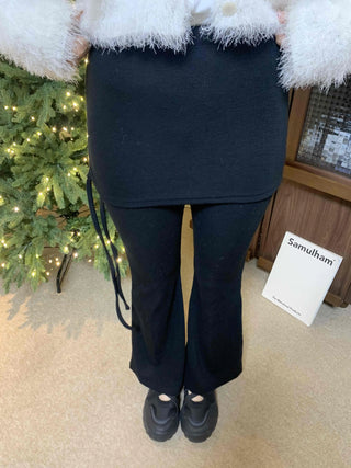 Elastic Waist Suede Slim Flare Velvet Pants