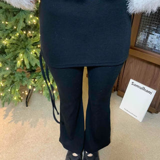 Elastic Waist Suede Slim Flare Velvet Pants