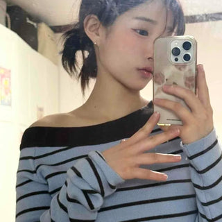 French Chic Boat Neck Contrast Border Knit