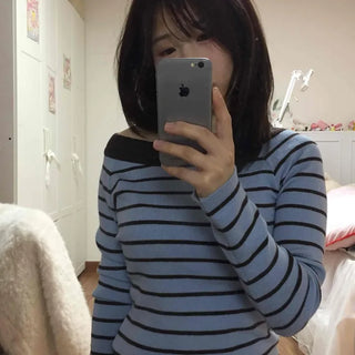 French Chic Boat Neck Contrast Border Knit