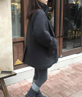 Minimal Short Slit Pocket High-Neck Coat