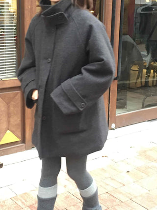 Minimal Short Slit Pocket High-Neck Coat