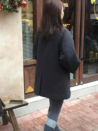 Minimal Short Slit Pocket High-Neck Coat