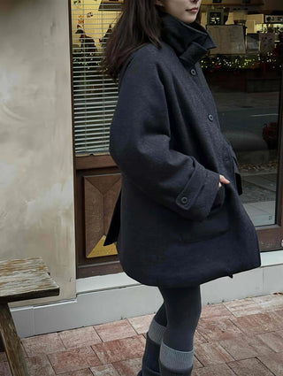 Minimal Short Slit Pocket High-Neck Coat
