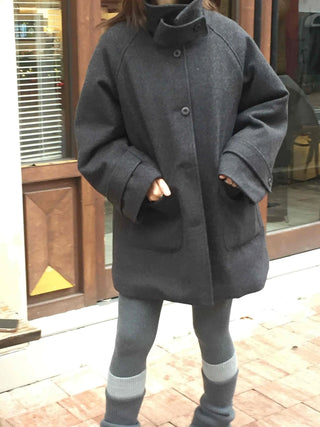 Minimal Short Slit Pocket High-Neck Coat