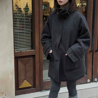 Minimal Short Slit Pocket High-Neck Coat