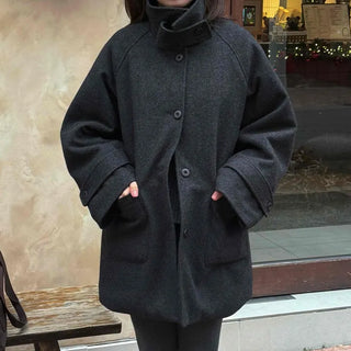 Minimal Short Slit Pocket High-Neck Coat