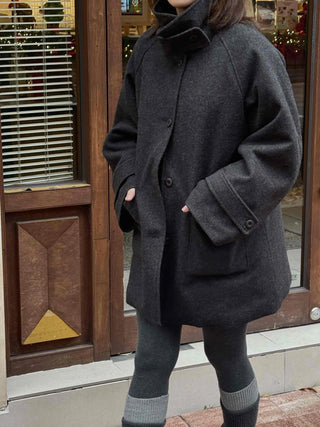 Minimal Short Slit Pocket High-Neck Coat