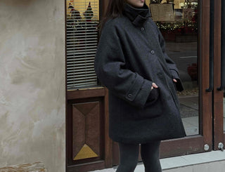 Minimal Short Slit Pocket High-Neck Coat