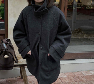 Minimal Short Slit Pocket High-Neck Coat
