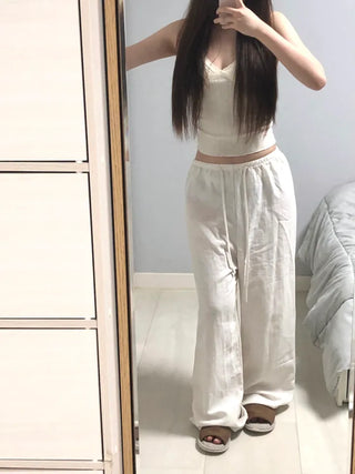 Keru Training Elastic Waist Wide Long Pants