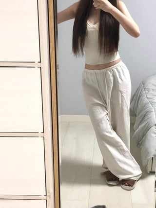 Keru Training Elastic Waist Wide Long Pants
