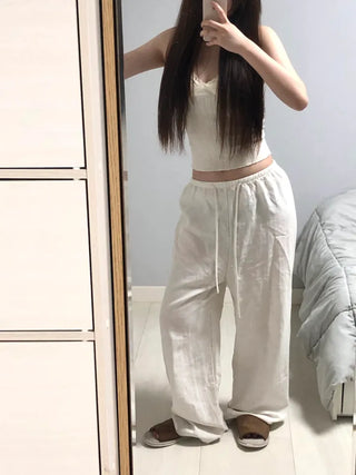 Keru Training Elastic Waist Wide Long Pants