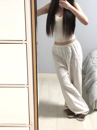 Keru Training Elastic Waist Wide Long Pants