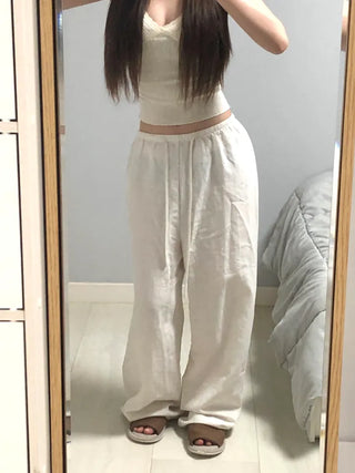 Keru Training Elastic Waist Wide Long Pants