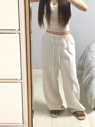 Keru Training Elastic Waist Wide Long Pants