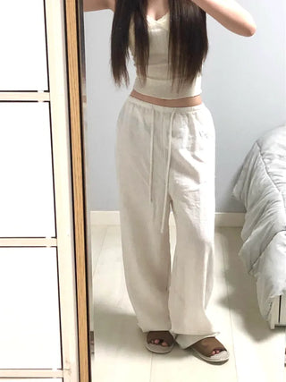 Keru Training Elastic Waist Wide Long Pants