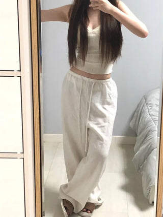 Keru Training Elastic Waist Wide Long Pants