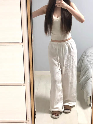 Keru Training Elastic Waist Wide Long Pants