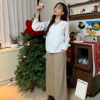 Soft Suede Elastic A-Line Maxi Skirt
