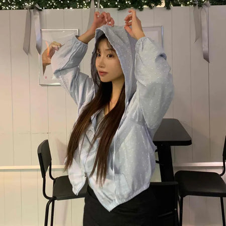 Aurora Pearl Glitter Hooded Crop Windbreaker