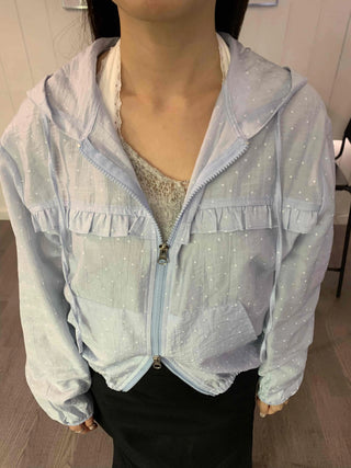 Aurora Pearl Glitter Hooded Crop Windbreaker
