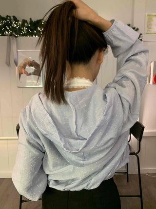 Aurora Pearl Glitter Hooded Crop Windbreaker