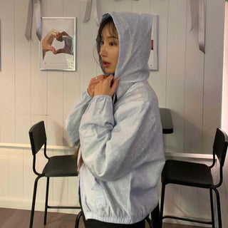 Aurora Pearl Glitter Hooded Crop Windbreaker