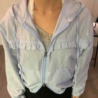 Aurora Pearl Glitter Hooded Crop Windbreaker