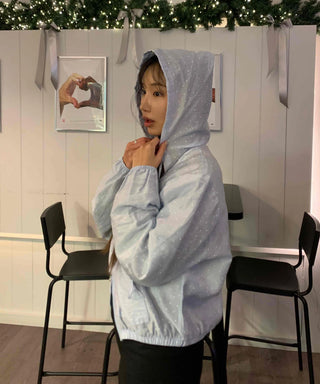 Aurora Pearl Glitter Hooded Crop Windbreaker