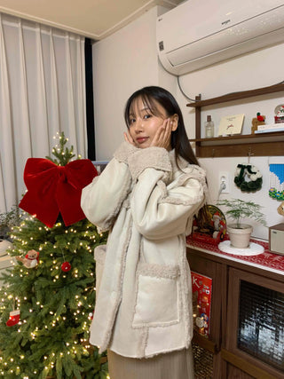 Fleece Collar Belt Set Long Padded Jumper