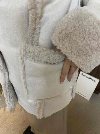 Fleece Collar Belt Set Long Padded Jumper
