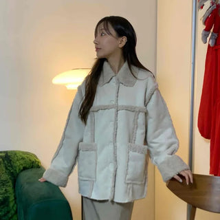 Fleece Collar Belt Set Long Padded Jumper