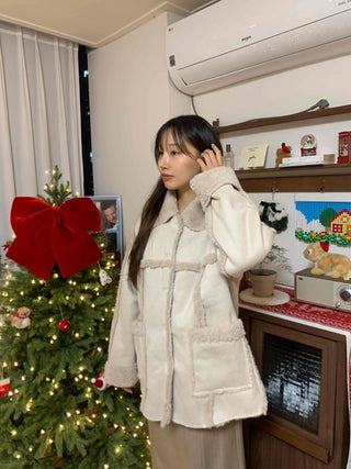Fleece Collar Belt Set Long Padded Jumper