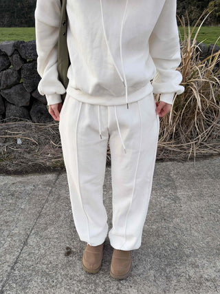 Cozy Fleece Hooded Wide Long Two-Piece Set