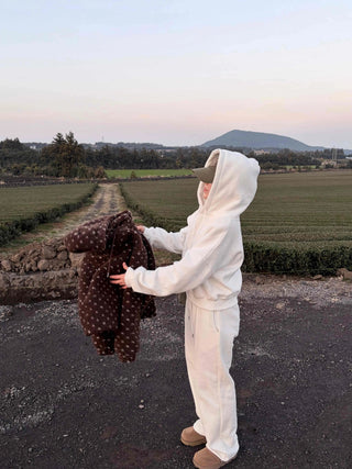 Cozy Fleece Hooded Wide Long Two-Piece Set