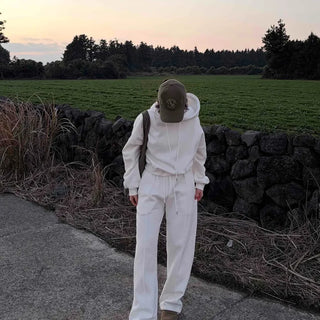 Cozy Fleece Hooded Wide Long Two-Piece Set