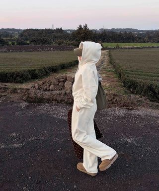 Cozy Fleece Hooded Wide Long Two-Piece Set