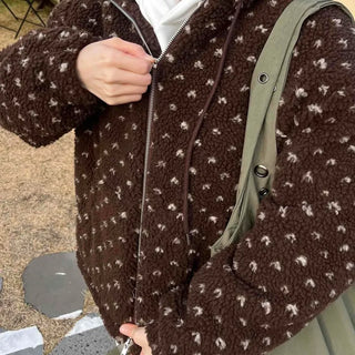 Flower Jacquard Boa Half Zip Fleece Jumper