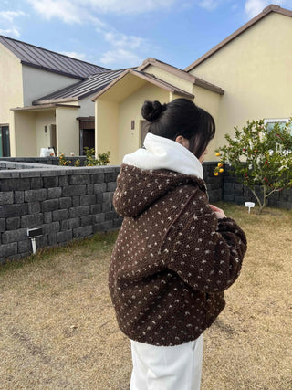 Flower Jacquard Boa Half Zip Fleece Jumper