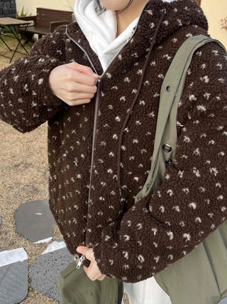 Flower Jacquard Boa Half Zip Fleece Jumper