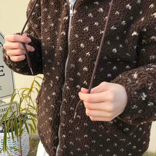 Flower Jacquard Boa Half Zip Fleece Jumper