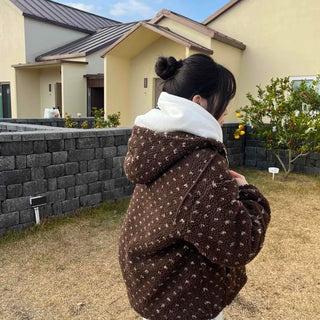 Flower Jacquard Boa Half Zip Fleece Jumper