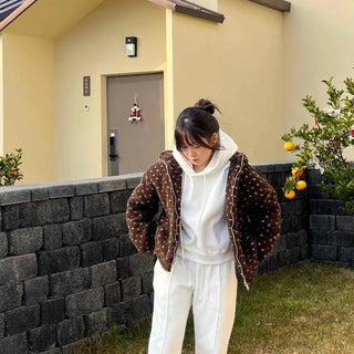 Flower Jacquard Boa Half Zip Fleece Jumper
