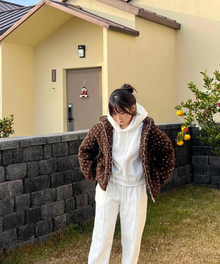 Flower Jacquard Boa Half Zip Fleece Jumper