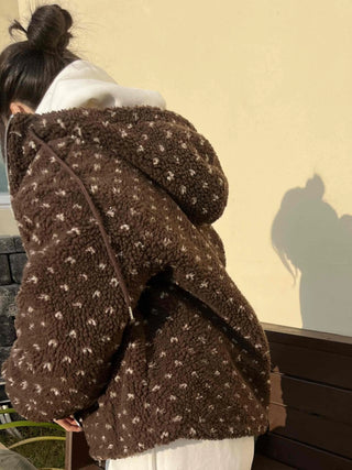 Flower Jacquard Boa Half Zip Fleece Jumper