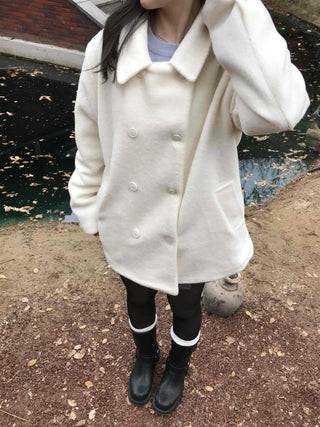 Marine Button Cropped Peacoat
