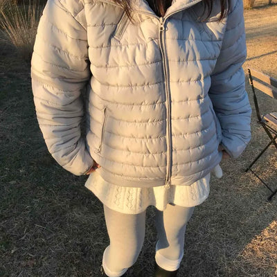 Teddy Fur Collar Warm Line Neck Zip-Up Long Padded Jacket