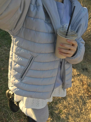 Teddy Fur Collar Warm Line Neck Zip-Up Long Padded Jacket